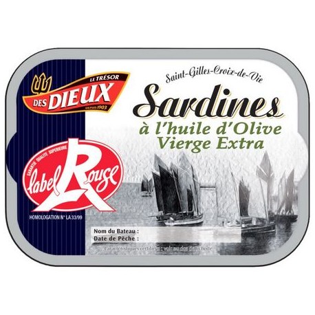 Sardines à l'huile d'olive Label Rouge 115g - LES DIEUX