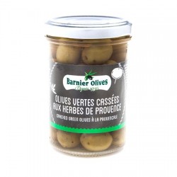 Olives vertes cassées aux herbes de Provence 115g Barnier
