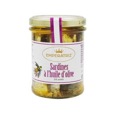 Sardines à l'huile d'olive BIO bocal verre 212ml Emperatriz