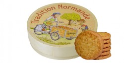 Boîte ronde "Tradition Normande" avec des trouvillais à la pomme 150g Abbaye