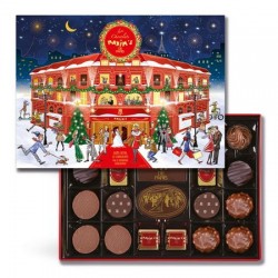 Boîte assortiment 22 chocolats avec fourreau Noël Maxims 215g