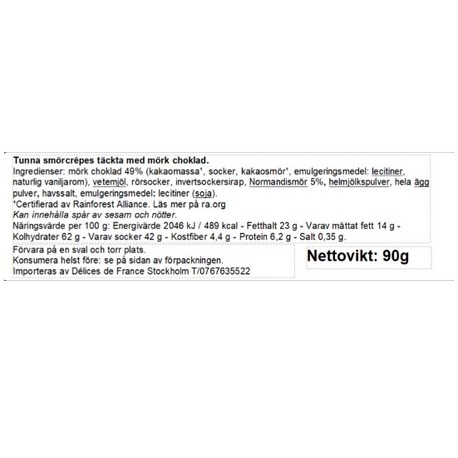 Crêpes dentelles choklad Biscuiterie de l'Abbaye 90g