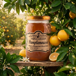 Burk med hantverksmässig grapefruktmarmelad från Les Confituriers du Morvan, 380g.