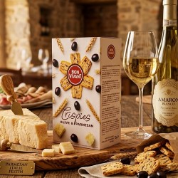 Ostkex carrés parmesan & svarta oliver Bon Vivant 70G
