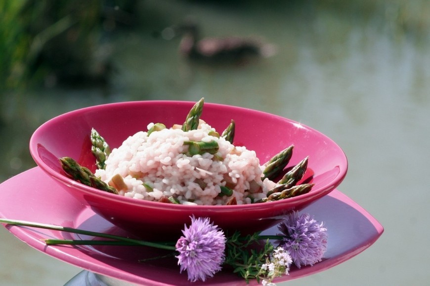 Risotto de riz rond bio aux asperges vertes de Camargue